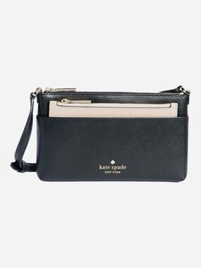 kate spade Black and Cream Crossbody Card Holder Wristlet